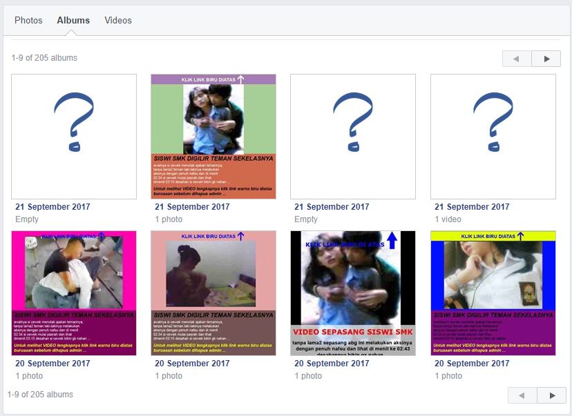 Kumpulan foto posting seronok di dalam “Albums” FB Group