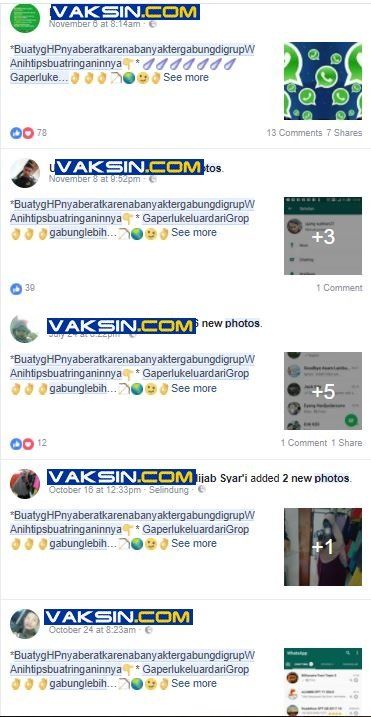 Gambar 2, Broadcast WA Anti Lemot juga menyebar di wall Facebook