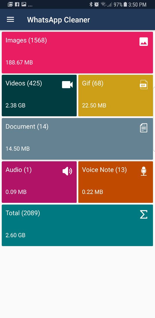 Gambar 4, Whatsapp Cleaner membantu mengorganisir media yang di Whatsapp