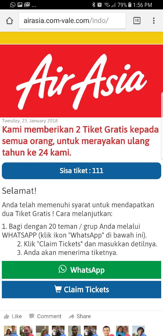 Setelah dibuat senang memenuhi syarat. Anda diharuskan membagikan kepada 20 teman Whatsapp