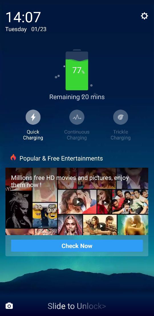 Lockscreen yang menampilkan iklan yang berpotensi menguras kuota internet.