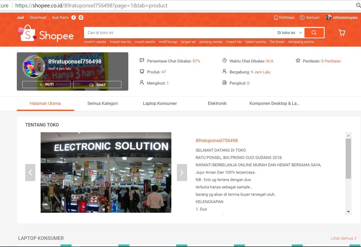 Seller OSAL (Online Shop AbaL-AbaL) di situs E-dagang