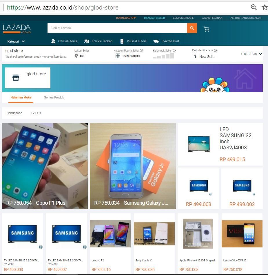 Seller OSAL mengiming-imingi korbannya dengan harga murah dengan diskon sampai 90 %