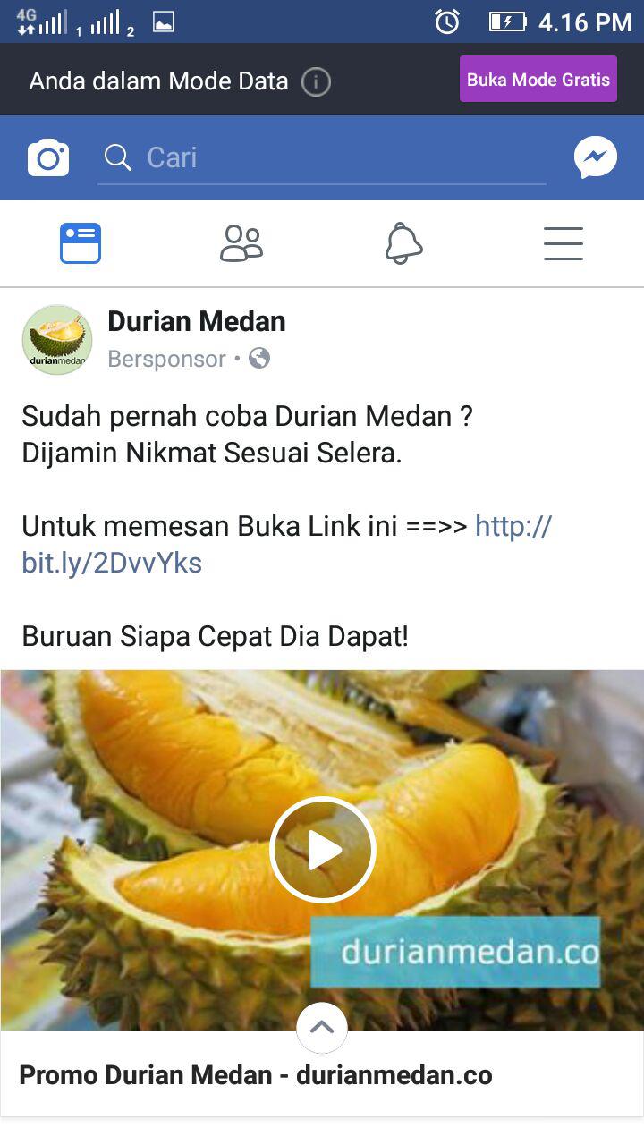 Iklan Durian yang akan menguntit kemana saja anda berada sekali anda diidentifikasi suka durian