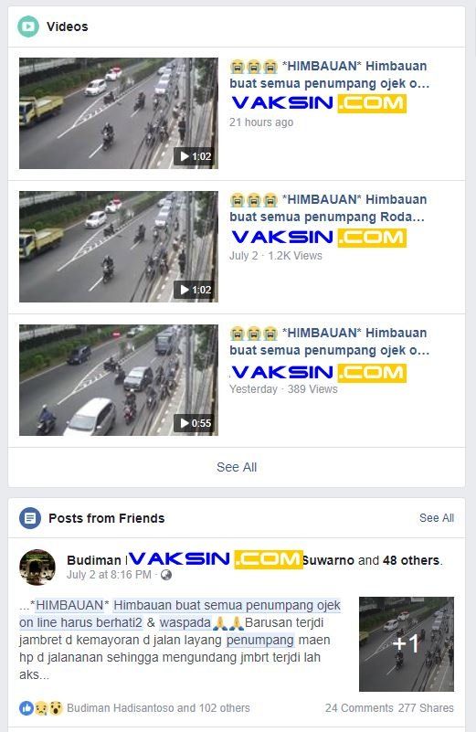 Broadcast video FB kejadian jambret di Cempaka Putih yang Salah Fokus