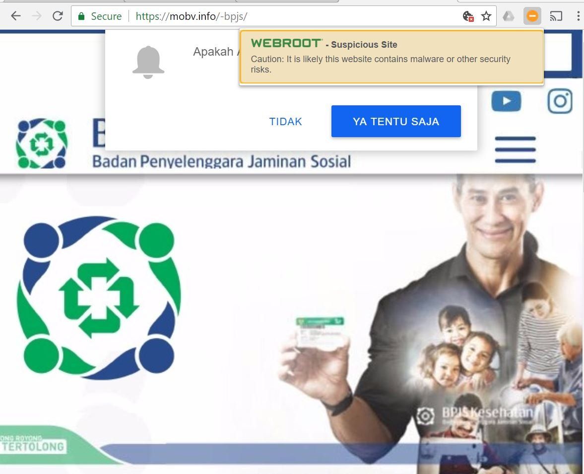 Situs asli BPJS Kesehatan dengan bintang iklan Ade Rai dikloning untuk meyakinkan korbannya