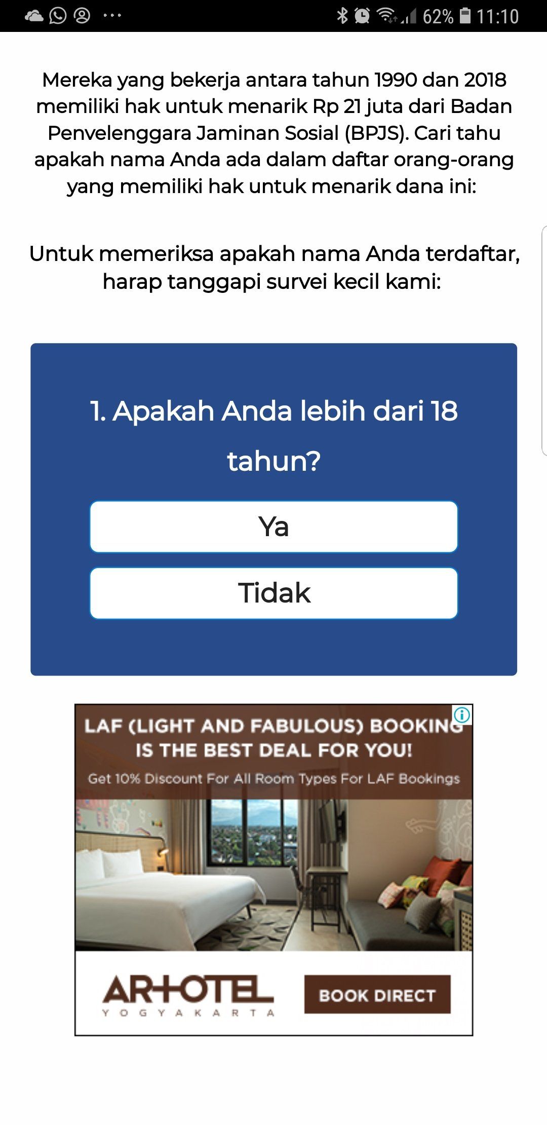 Survei abal2 yang muncul sebenarnya bertujuan menampilkan iklan yang memberikan keuntungan finansial bagi pembuat scam