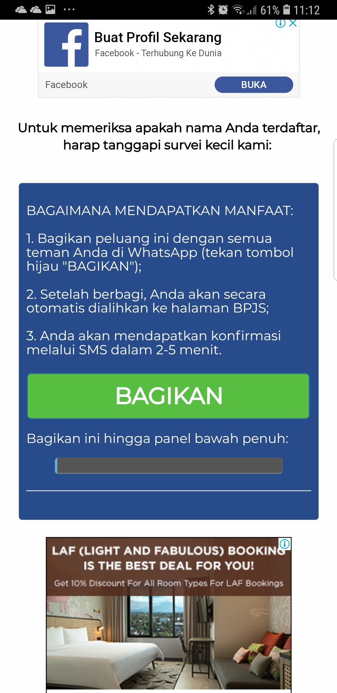 Tombol [BAGIKAN] jika di klik akan membuat panel di bawah penuh tanpa harus mengirimkan pesan ke WhatsApp