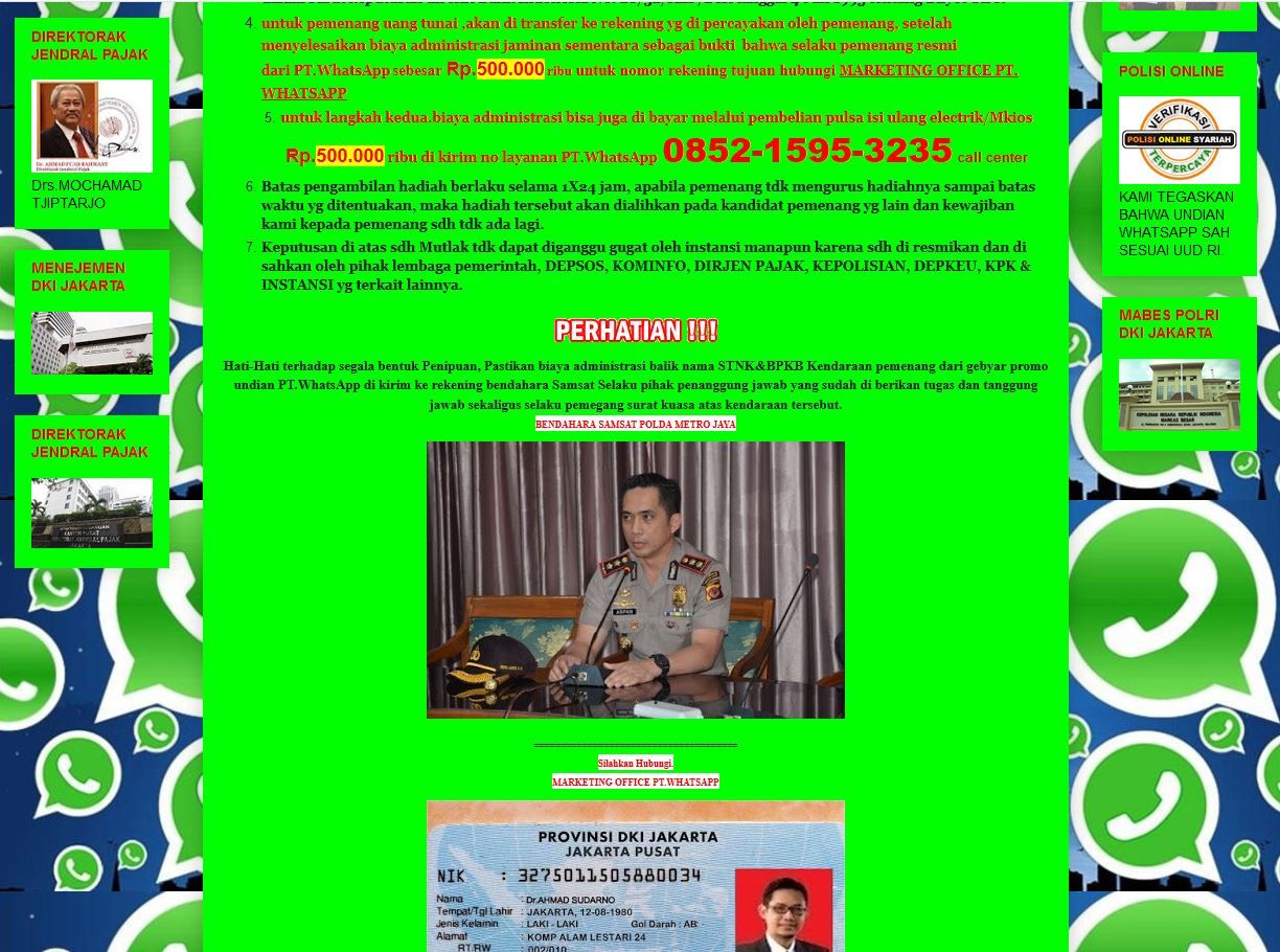 Situs penipuan penuh dengan berbagai mcam dokumen pendukung palsu seperti eKTP, pencatutan foto pejabat polisi dan surat keterangan kepolisian palsu