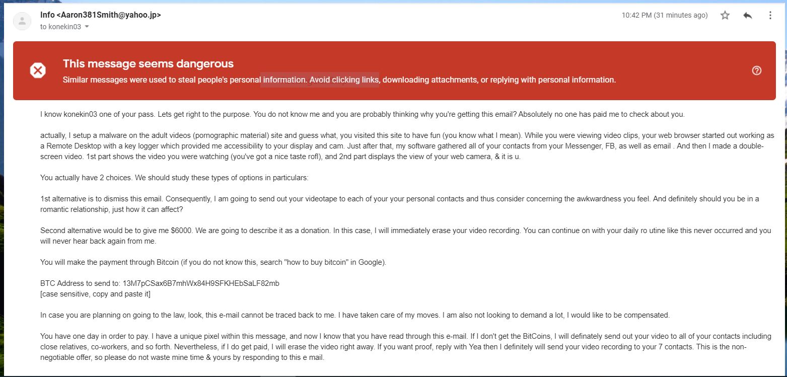 Email scam yang mengetahui password yang anda gunakan