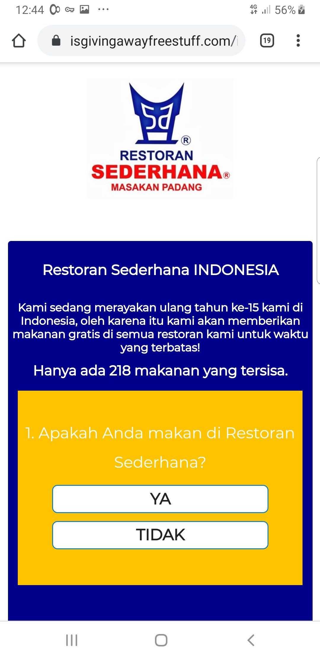 Iming2 makan gratis dengan hanya mengisi 3 kuesioner sederhana.