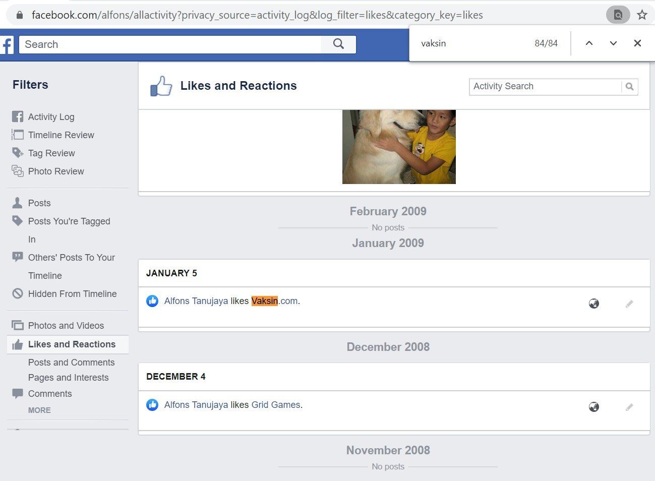 Melihat histori like akun Facebook anda