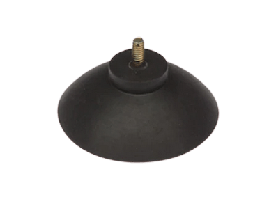 A black suction cup with a screw on top of it