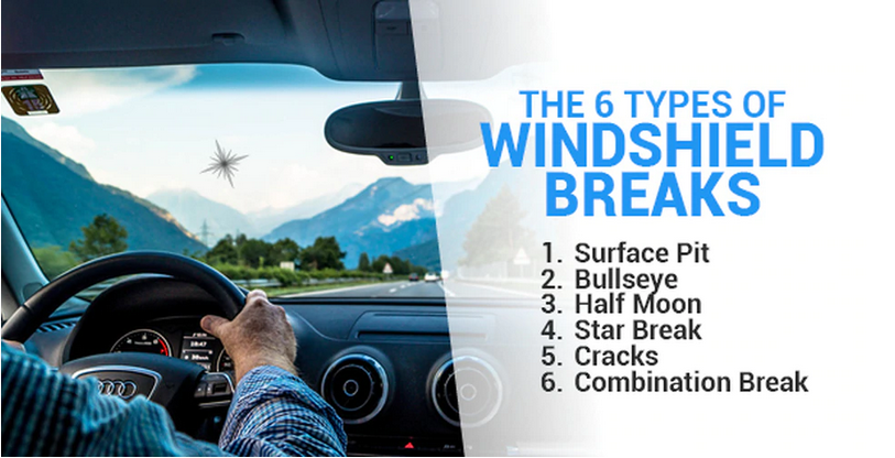 A person is driving a car with a windshield break on it.