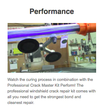 A picture of a windshield with the words performance at the top