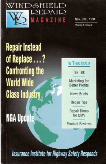 A windshield repair magazine with a globe on the cover