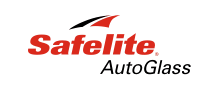 The safelite auto glass logo is red and black on a white background.