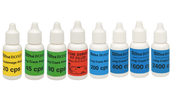 A row of bottles with different amounts of cps on them