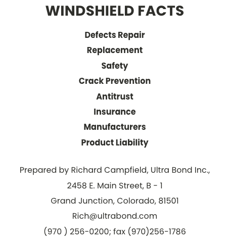 A list of windshield facts is displayed on a white background.