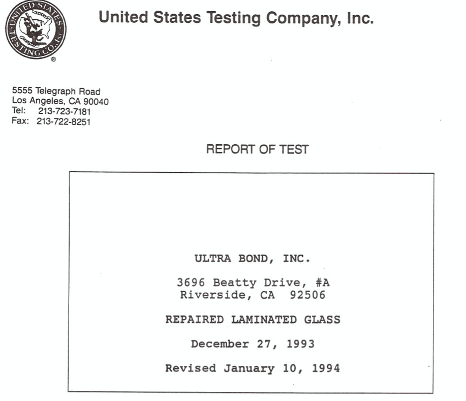 A report of test from the united states testing company