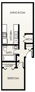 One Bedroom One Bath Floor Plan