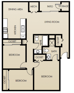 Three Bedroom Two Bath Floor Plan