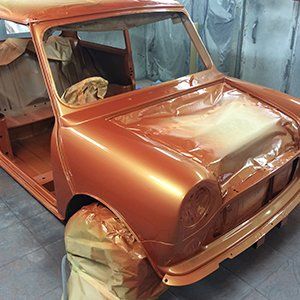 car spray painting work at a garage