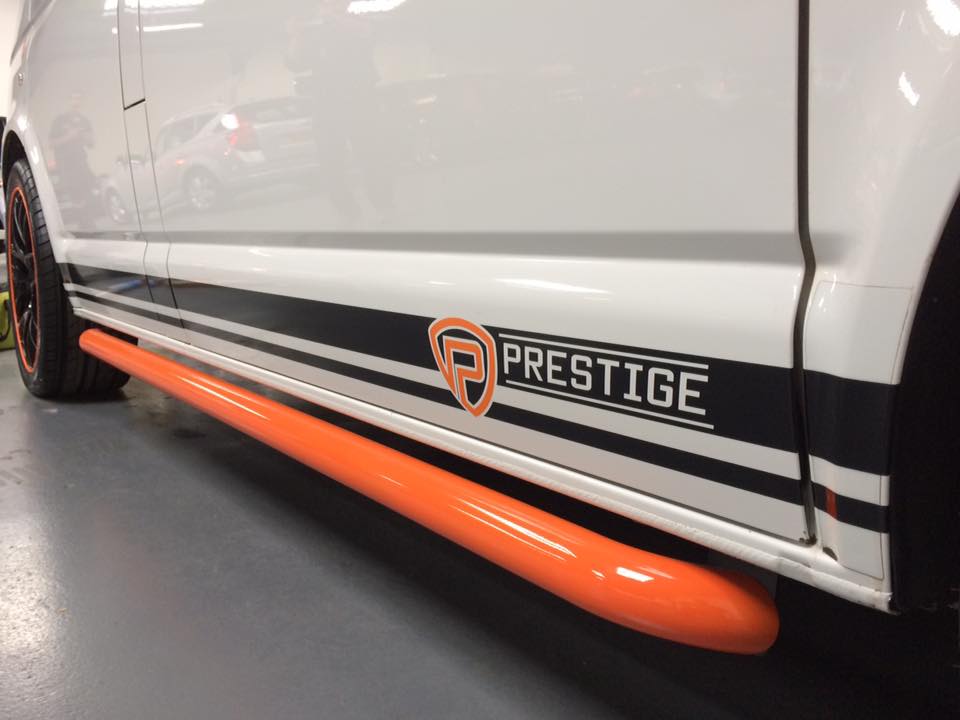 side sticker stripes on a white van