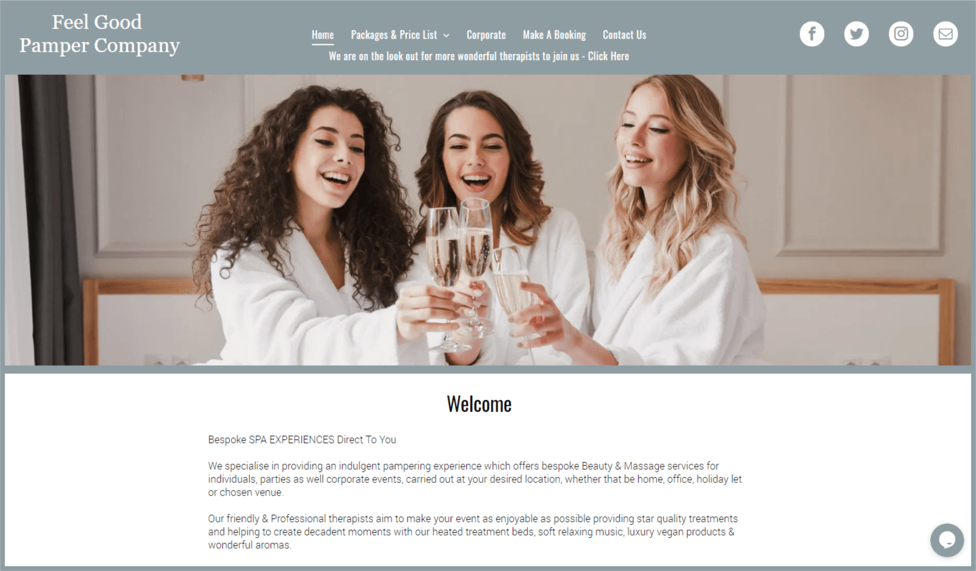 Feel Good Pamper Party website