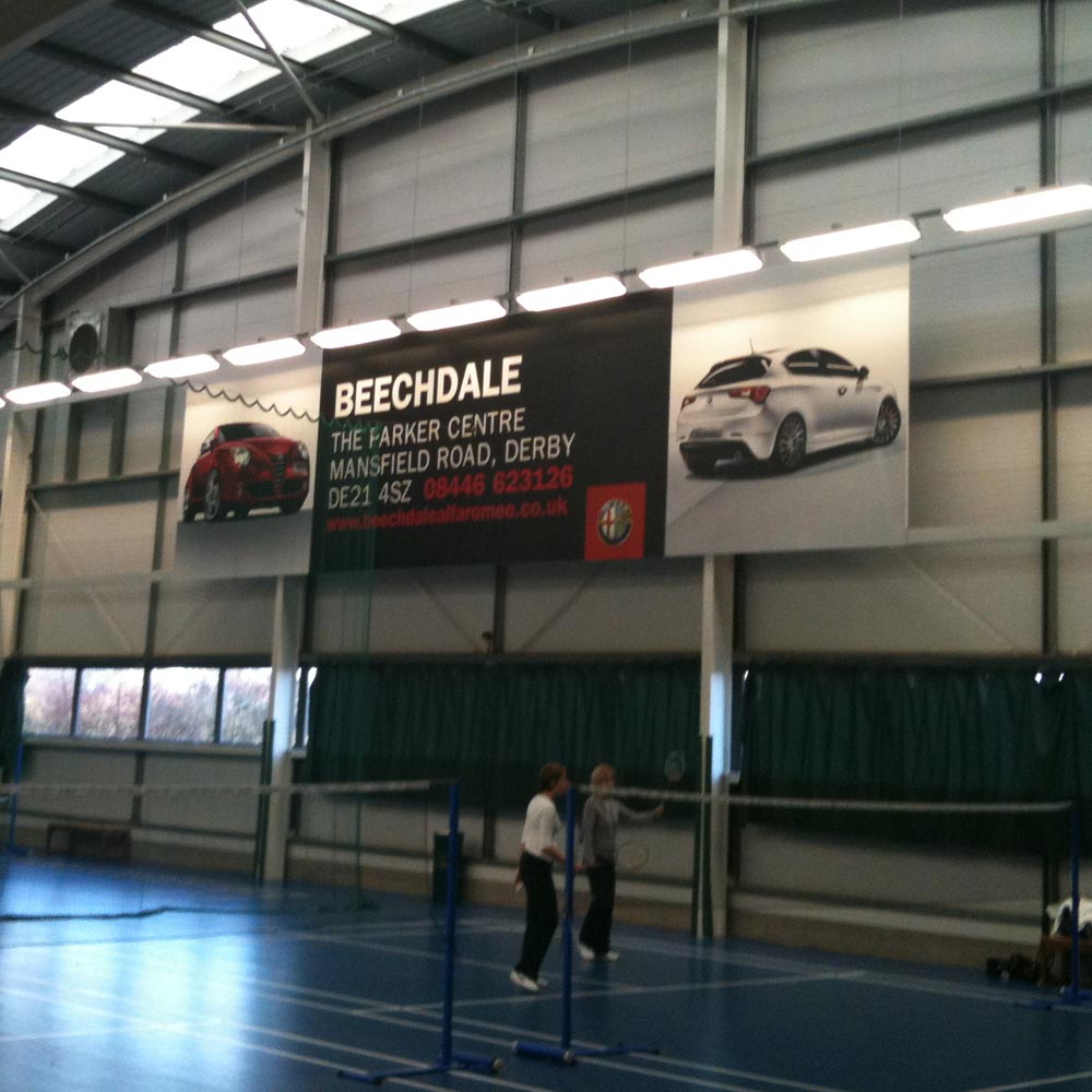 large printed signage on a large wall