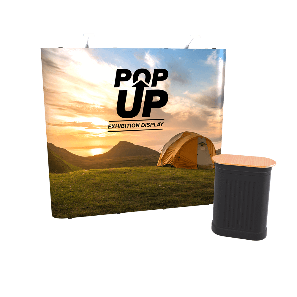 straight pop up display with counter