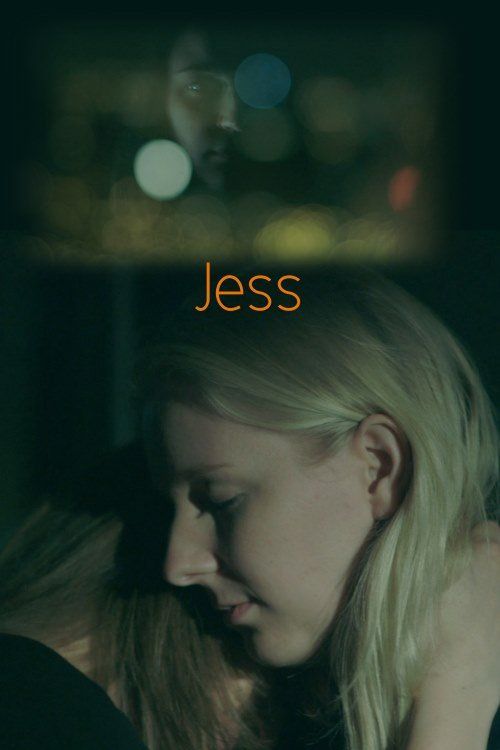 Blonde woman named Jess, looking downcast, with a blurry background including a face and lights.