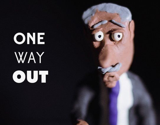 Claymation man with a worried expression,