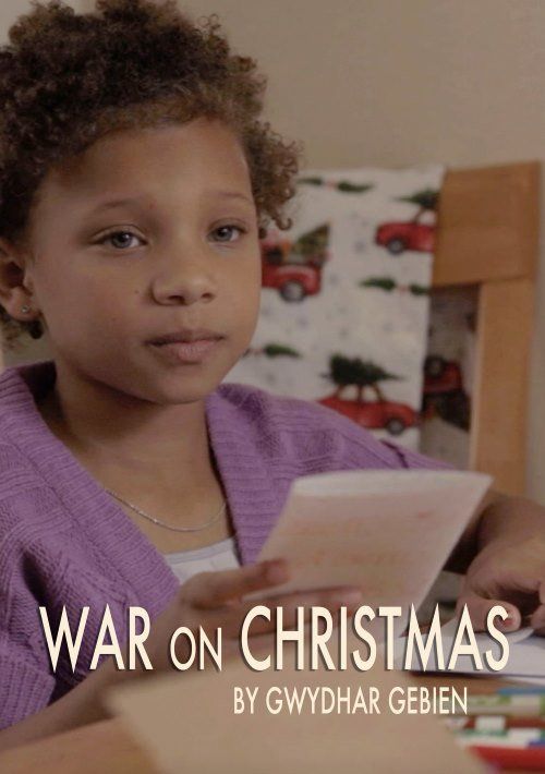 Young girl holding a card, indoors. Text