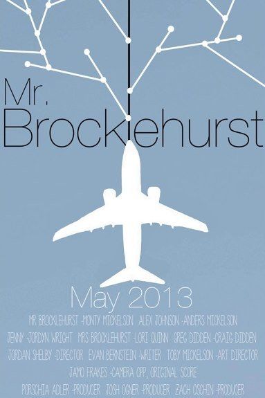 Poster with a white airplane, tree-like structure, and 