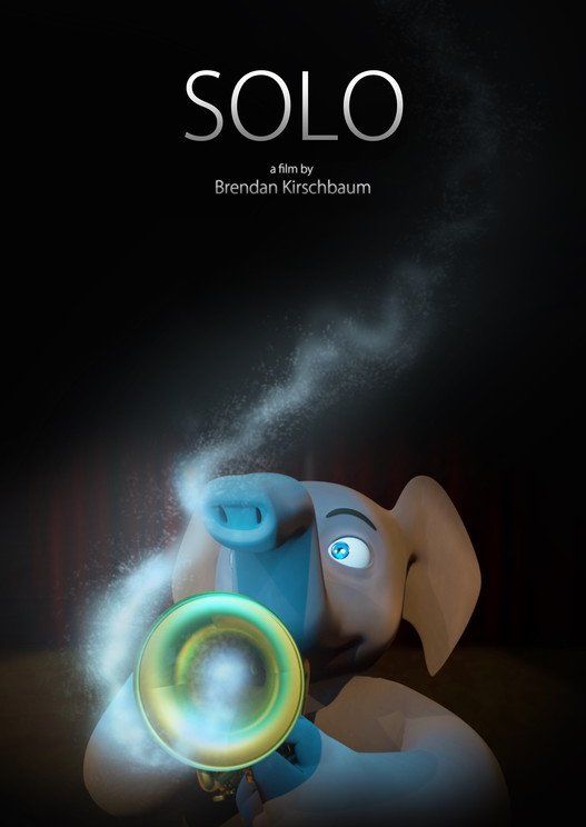 A cartoon pig playing a trumpet, glowing. 