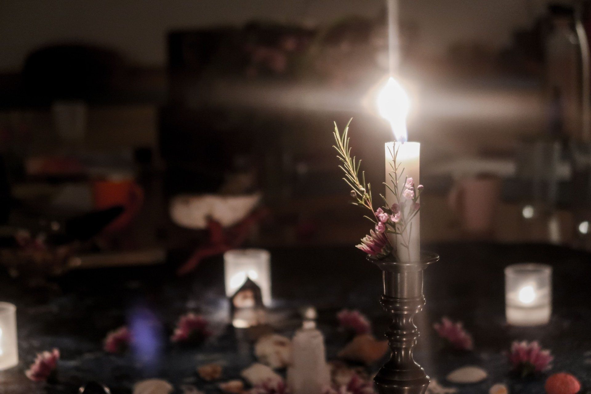 Kakao Altar Deko mit Kerze