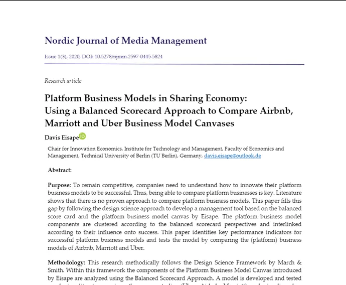 Forschung zum Platform Business Model Canvas