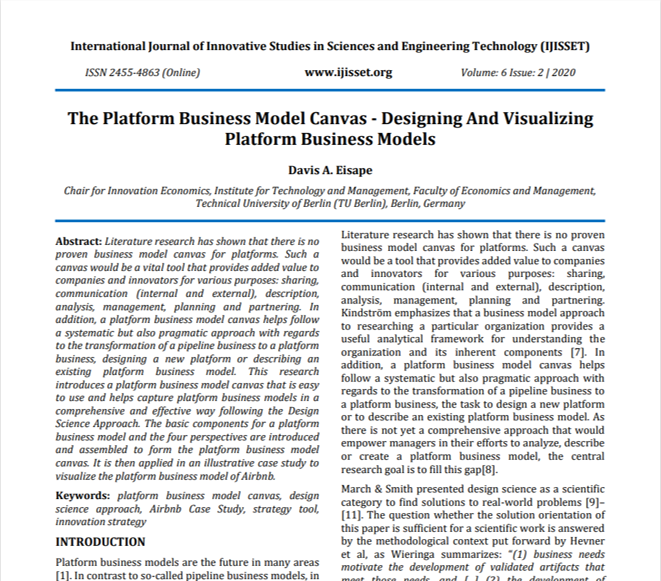 Forschung zum Platform Business Model Canvas
