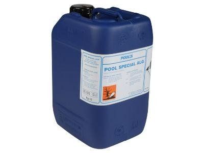 Contenitore di plastica blu con l'etichetta 