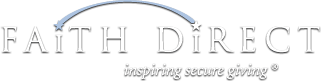 Faith Direct logo with a curved arrow above the words, 