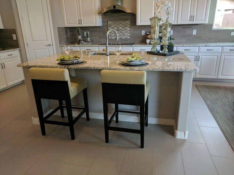 kitchen with island and chairs