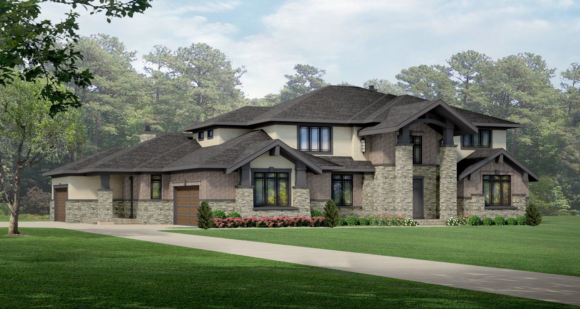 An artist 's impression of a large house with a lot of windows