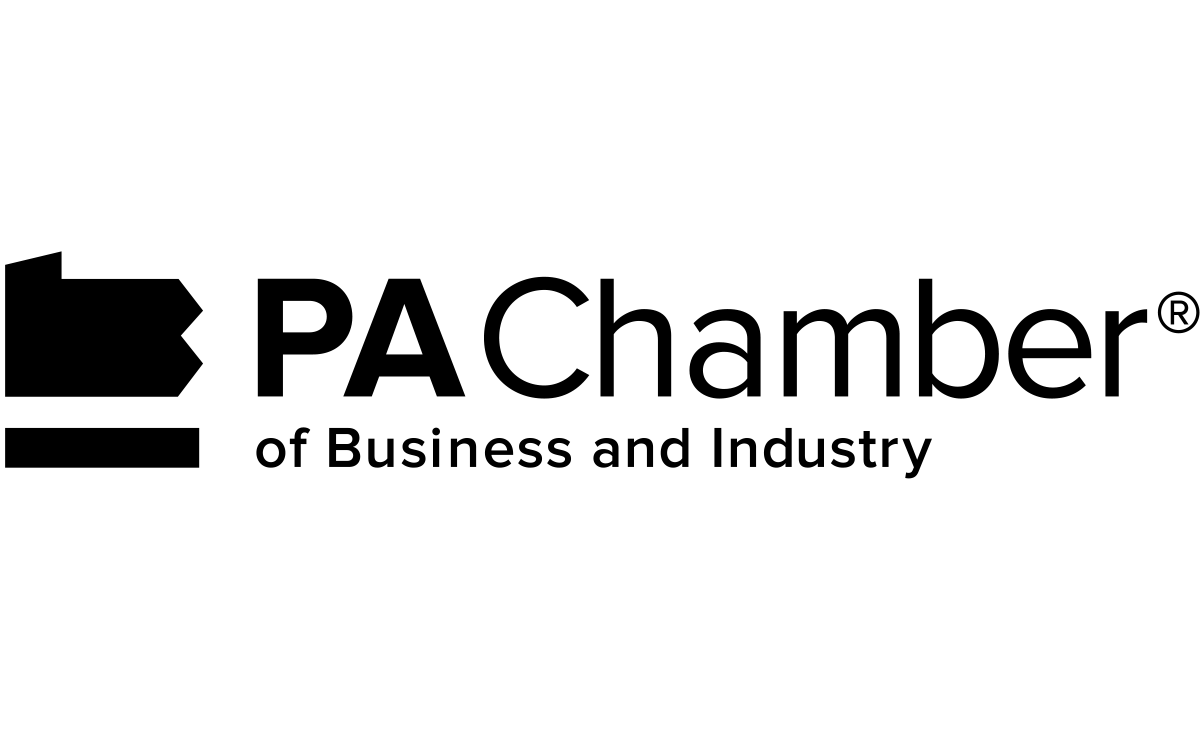 The pa chamber of business and industry logo is black and white.