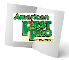 American Pest Pro Services logo on a booklet; green, yellow, and red colors.