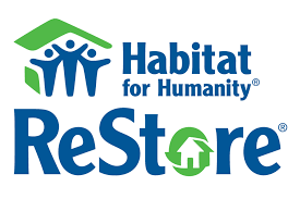 Habitat for Humanity ReStore logo in blue and green with house icon and people figures