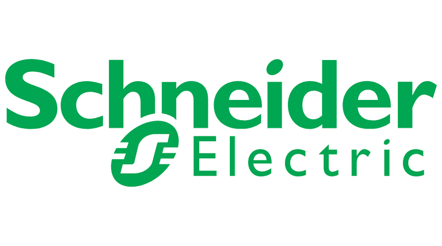 The schneider electric logo is green and white on a white background.