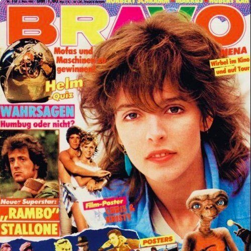 An old 'Bravo' magazine title page, showing famous German singer Nena