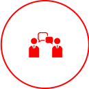 two figures and speech bubbles icon