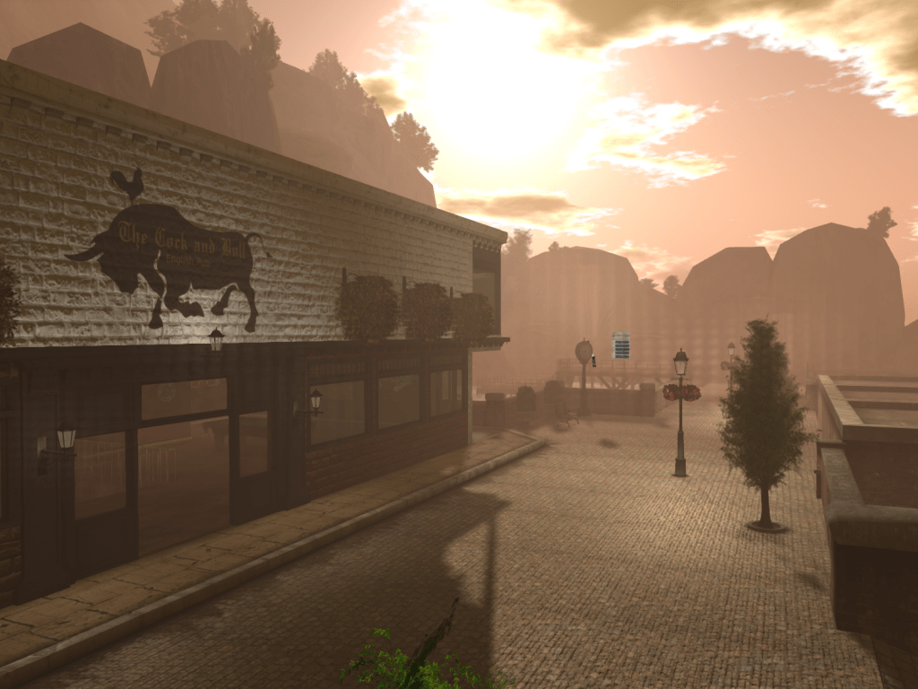 Pub at sunset
